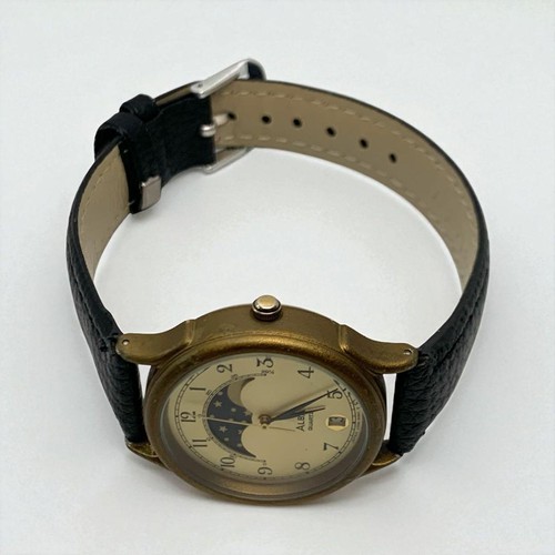 Rare SEIKO ALBA Moon Phase Quartz Watch with Leather Band Vintage Style - Picture 3 of 6