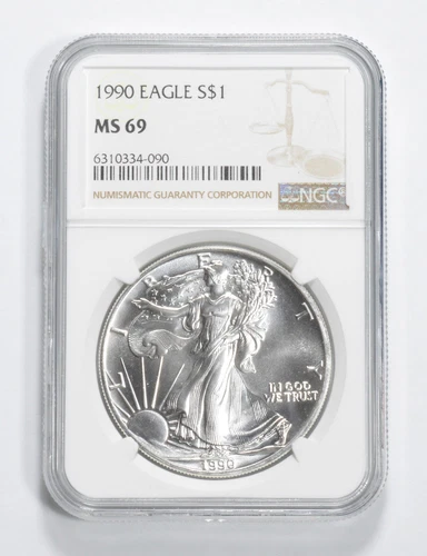 MS69 1990 American Silver Eagle NGC Brown Label *3554