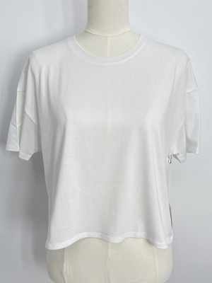 Cozy Earth Womens All Day Tee French Dove Size M Short Sleeved Lightweight Crop