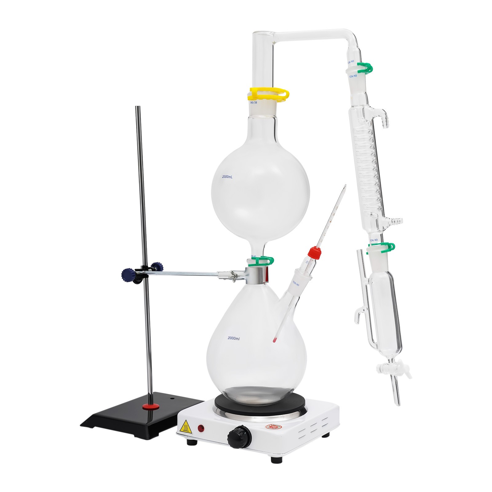 2000ml Glass Distillation Kit with 1000W Heating Plate Essential Oil Lab US Plug thumbnail 11