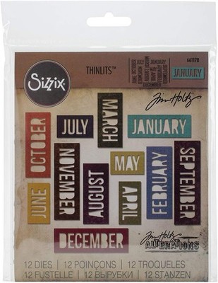Sizzix Thinlits 66178 Stanzformen- Monatsnamen Blockbuchstben Calendar Words Blo