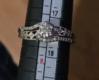 VINTAGE SS 925 F STERLING SILVER GOLD PLATED 1/4 CARAT DIAMOND RING 