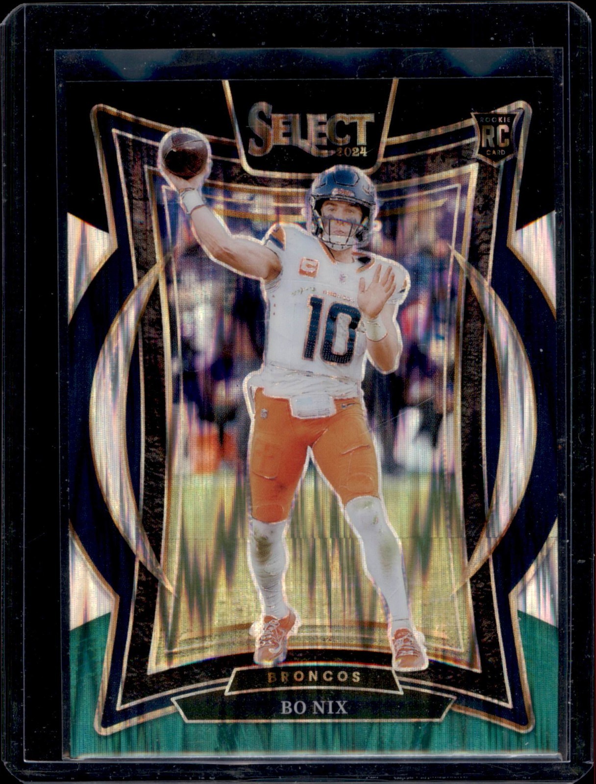 2024 Panini Select - Concourse Bo Nix #30 Black & Green Shock Prizm (RC)