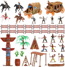 Cowboys and Indians Plastic Figures Playset, Wild West Cowboys and Indians Model