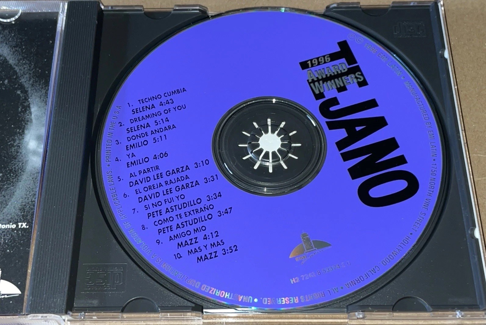 1996 Award winners tejano.  Selena , Emilio , Mazz ...