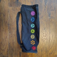 Chakra Design Yoga Mat Bag Black with Multicolored Embroidery