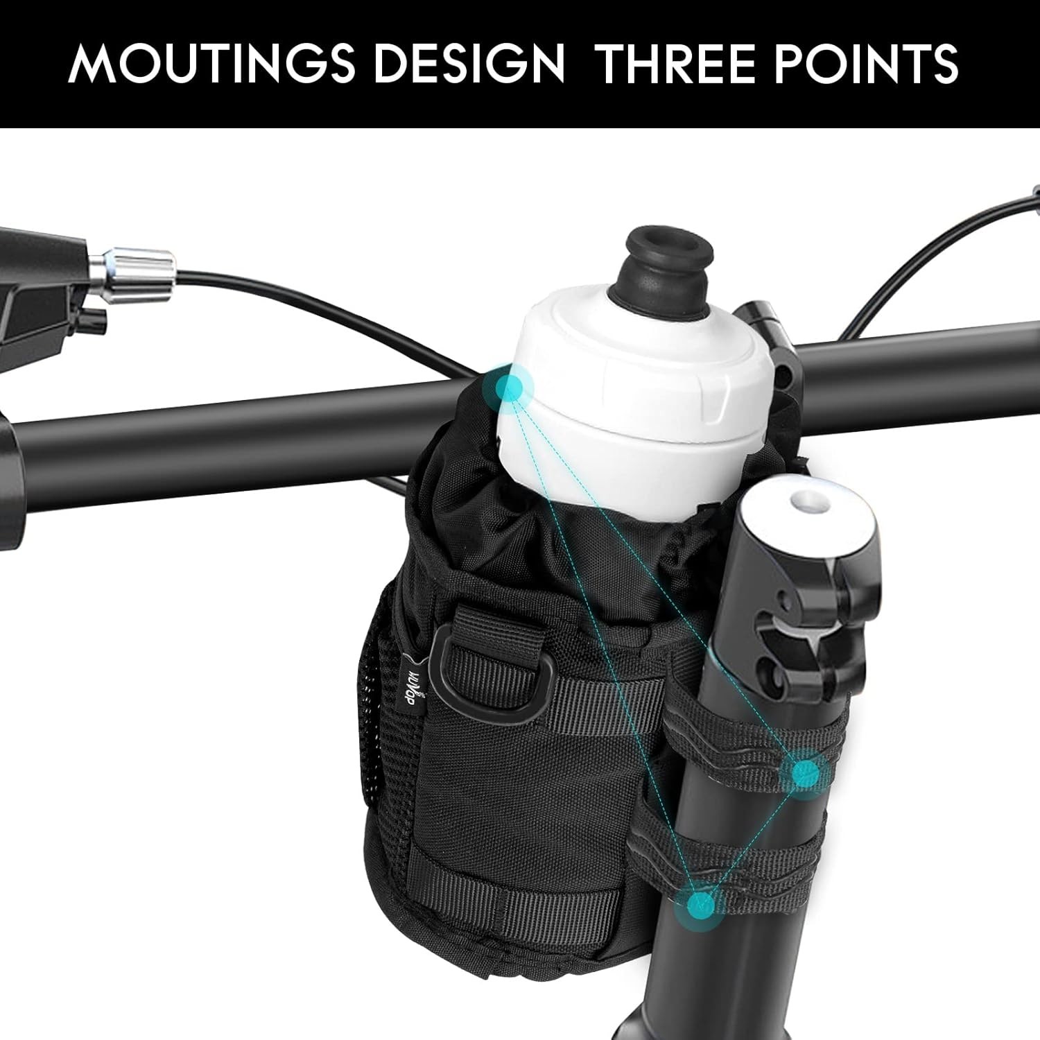 Bike Cup Holder Water Bottle Holder Handlebar with Mesh Pockets Univers