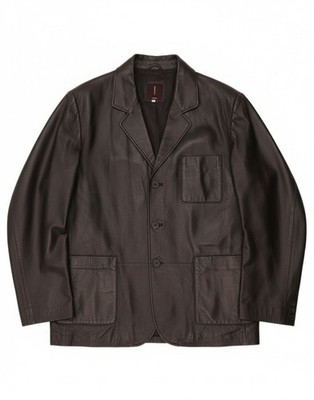 Conbipel Mens Leather Jacket IT 56 2XL Black Leather AY11