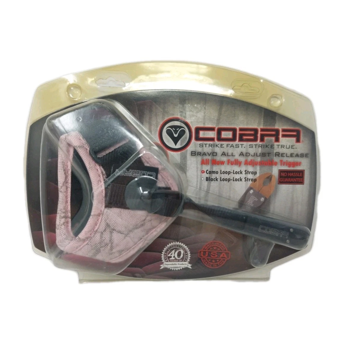 Quick Release Volant Déclencheur Cobra Archery Bravo All Adjust - Camo Rose - Modèle C-621PC - Neuf Sous Blister Booster Catch