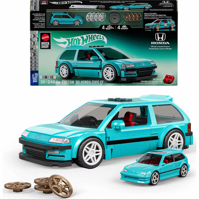 Mattel Brick Shop Hot Wheels Custom '90 Honda Civic EF Building Toy Kit 248pc