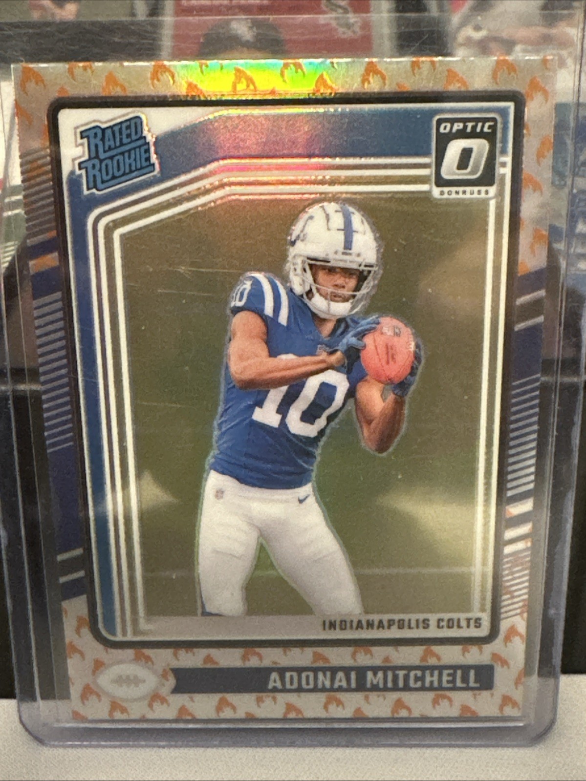 2024 Panini Donruss Optic Rated Rookie Adonai Mitchell #203 Fire Prizm (RC) SSP