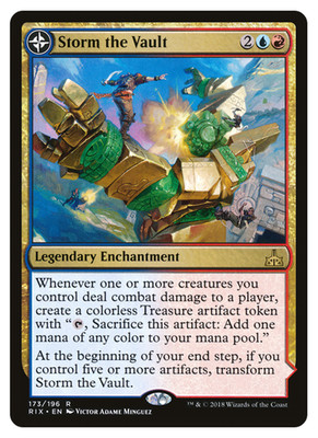 MTG - Storm the Vault & 4 x Treasure Tokens - Rare - Rivals of Ixalan (RIX) - LP