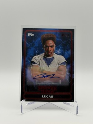 2025 Topps Stranger Things Trading Card - Lucas Auto Blue 9/50 #4A