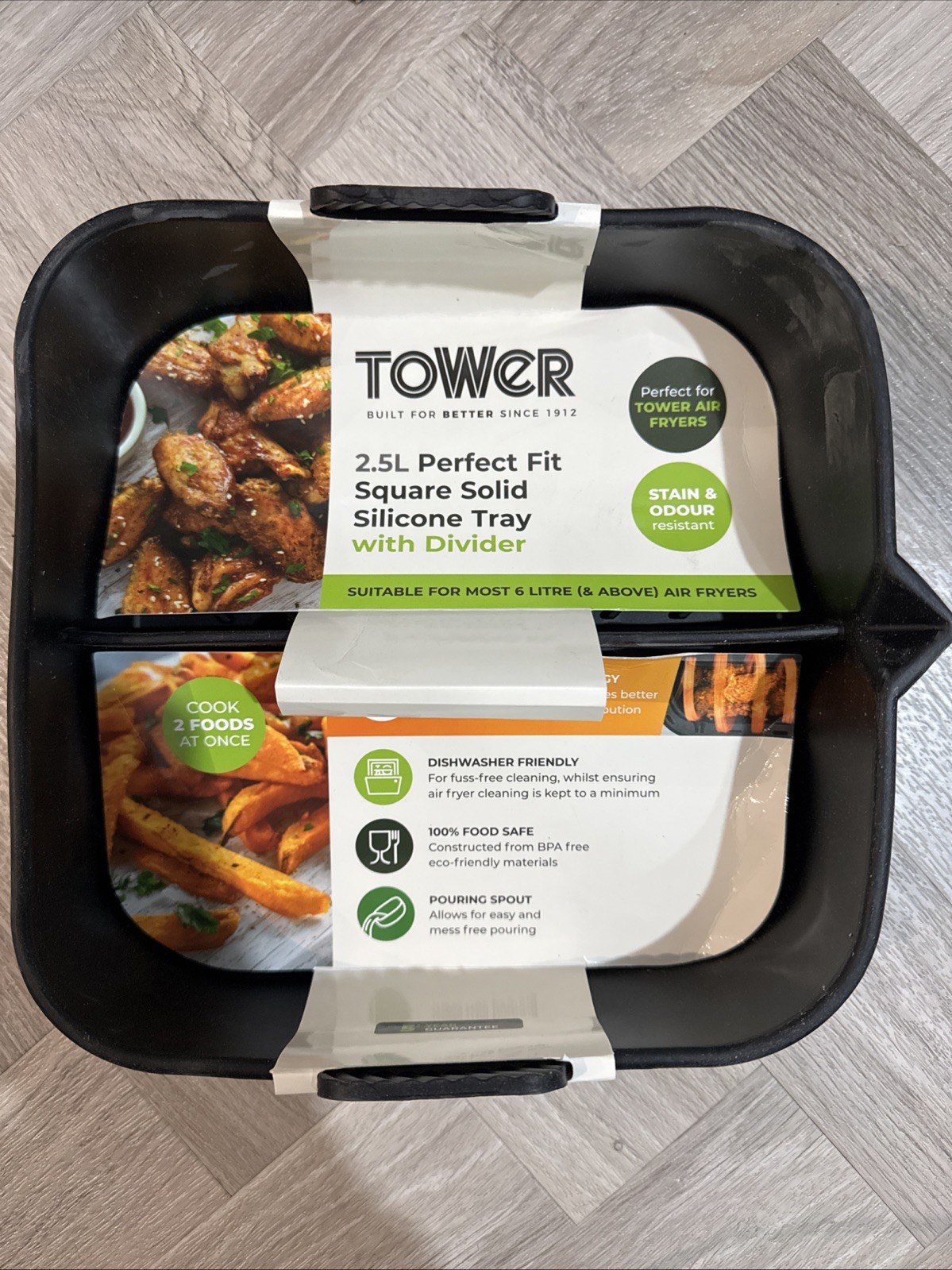 Tower Air Fryer Square Solid Tray With Divider - Image 2