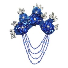 Rhinestone Appliques for Dresses, Bright Blue Flower Applique 5 Flowers