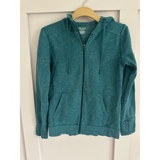 Tek Gear Ultrasoft Fleece Zip Up Hoodie Teal Green Thumbholes Womens Small