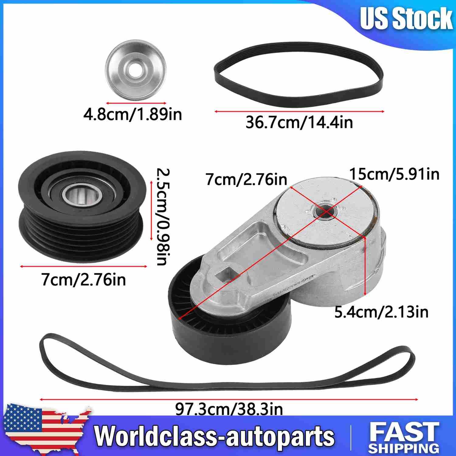 Left Belt Tensioner Idler Pulley Kit For Maserati Quattroporte S 3.0L V6 2017-