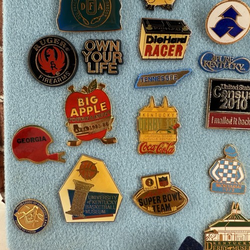 vintage pin lot; Calder Turf Club, derby enamel, travel, state pins advertising - Picture 2 of 9