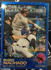 2022 Topps Heritage - High Number SP Manny Machado #482 Chrome Blue Sparkle
