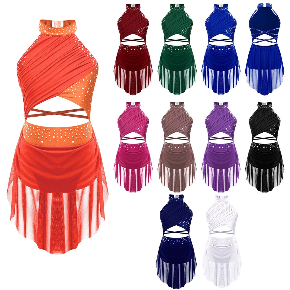 UK Girl's Ballet Lyrical Dance Dresses Gymnastics Leotard Performance Costumes - Image 3 of 3