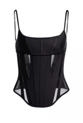 Mugler X H&M Mesh-paneled Corset Top Size US 2XS EU 32 New Without