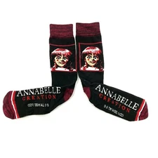 ANNABELLE CREATION SOCKS black red halloween horror movie MENS CREW Adult OSFM