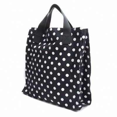 Used Blackcom Degarson Black Comme Des Garcons Dot Print Canvas Tote Bag White L