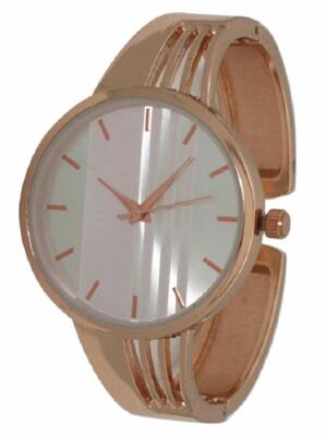 Fashion Watches Striped Band Fashion Metal Bangle (Rose Gold)