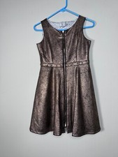 Disney Store Aladdin Princess Jasmine Fit  Flare Dress Girl 11/12 Gold Metallic