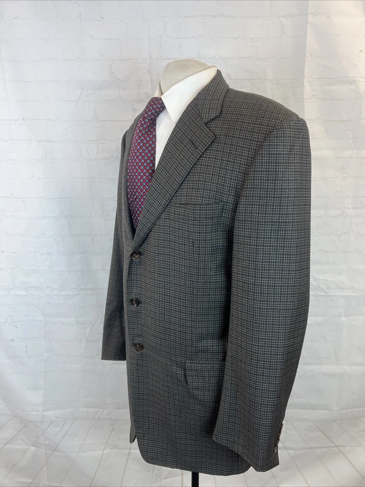 Мужской темно-серый и коричневый шерстяной блейзер Hickey Freeman 42 л 1395 долл. США - Изображение 3 из 4