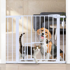 Auto Close Baby Gate with Cat Door, 29.5"-40.5" Extra Wide Dog Gate for House Do