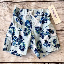 NWT Carter s Hawaiian Striped Floral Swim Trunks Swimsuit Baby Boy s Sz 3M