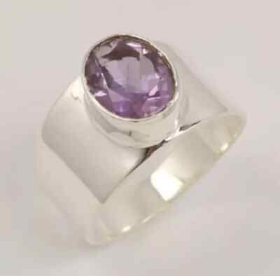 Amethyst Gemstone 925 Sterling Silver Handmade Statement Ring All Size R29