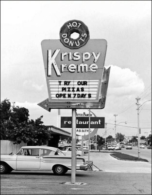 1960's Krispy Kreme Photo Large 11X14 - Donut Doughnut Street Sign