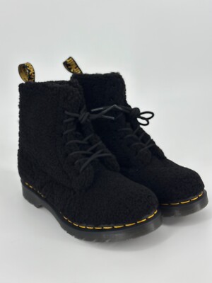Dr. Martens Boots Womens 9 (7 UK) 1460 Pascal Faux Shearling Black Fur Lux Borg