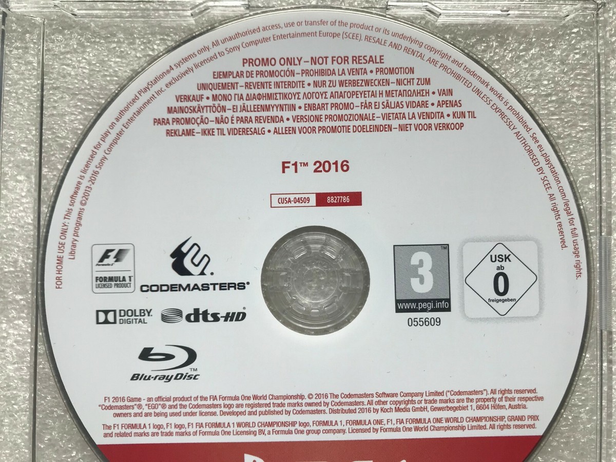 Jeu F1 2016 - Édition Promo Presse Pour PS4 - Version PAL Française - Très Bon état