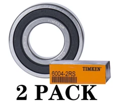 (2PACK) USA Brand TIMKEN 6004-2RS 20X42X12MM Double Rubber Seal Bearings