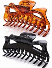 2 Pack A Thick Hair Super Large Clips Crystal Plastic Claw Clamps Hair Grips