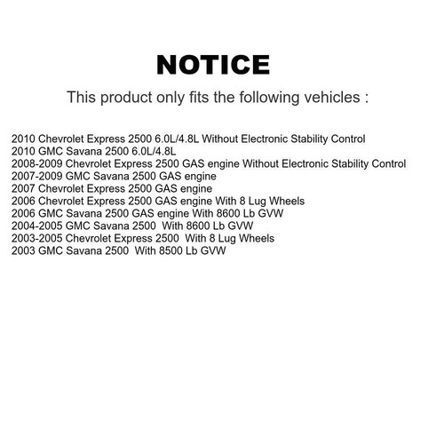 Front Rear Disc Brake Rotor Semi-Metallic Pad Kit Fits Chevrolet Express 2500 GM - Picture 2 of 8