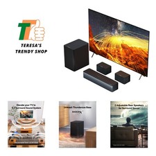 5.1 Virtual Surround Sound Bar, 320W Home Theater Surround System with Adjust...