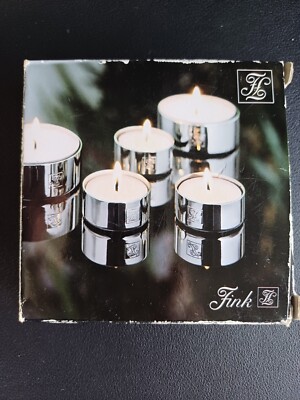 ️ Fink Teelichthalter Set   4x versilbert   OVP + Zertifikat   edle Tischdeko