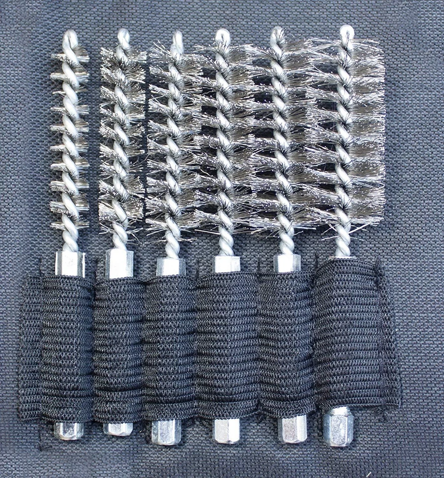20PC SPIRAL THIN WIRE BRUSH SET BRASS HEX HEAD HANDLE DRILL BIT PIPE CLEANER KIT - Image 4 of 4
