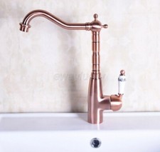 Red Copper Single Lever Bathroom Vessel Sink Mixer Tap Kitchen Faucet wnf132