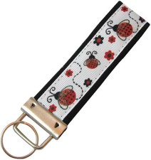 Ladybug Key Chain, Ladybug Key Fob, Fabric Keychain, Black Background