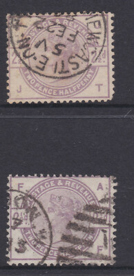 1883 / 1884 Great Britain GB QV Victoria 2 1/2d LIlac Used x 2 REF ...