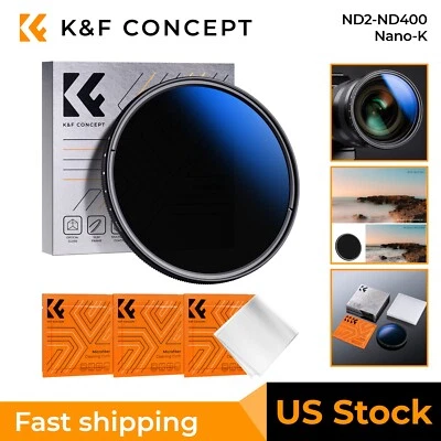 K&F Concept ND2-ND400 Lens Filter Variable Neutral Density 55/62/67/72/77/82mm