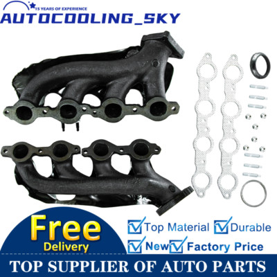 L+R Pair Exhaust Manifolds For Chevy Silverado GMC Sierra Tahoe 1500 2500 99-13