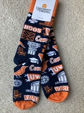 Virginia Cavaliers UVA Cotton Crew Socks NEW Sockclub Navy Orange Grad GIFT!