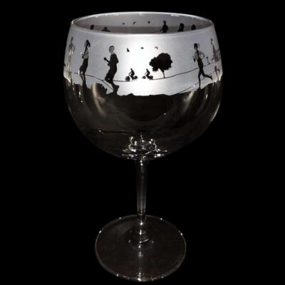 Gin Glass Decorated Running Copa Balloon Glassware Sport Sandblast Gift Animo