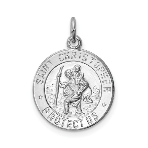 Sterling Silver 925 St. Saint Christopher Oval Medal Charm Pendant 0.83 Inch